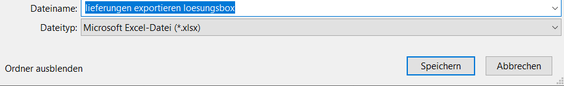 Lieferungsexport excel datei