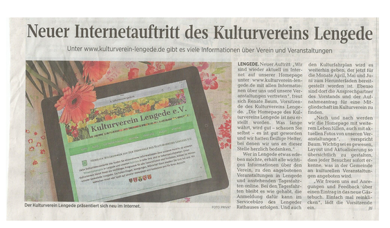 Peiner Allgemeine Zeitung, 17. April 2018, Neuer Internetauftritt 