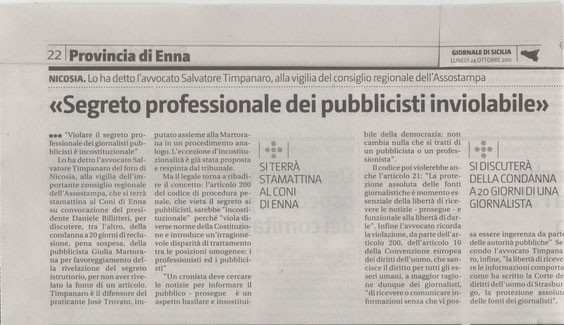 GIORNALE DI SICILIA Lunedì 24 ottobre 2011