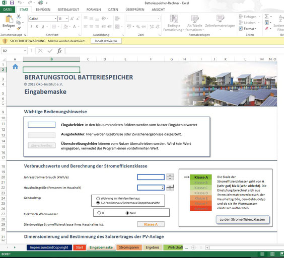 Leben mit der Energiewende TV - EcoTopTen, die Internetplattform des Öko-Instituts Freiburg, hat eine Excel-Tabelle zur Stromspeichern  ins Netz gestellt. 