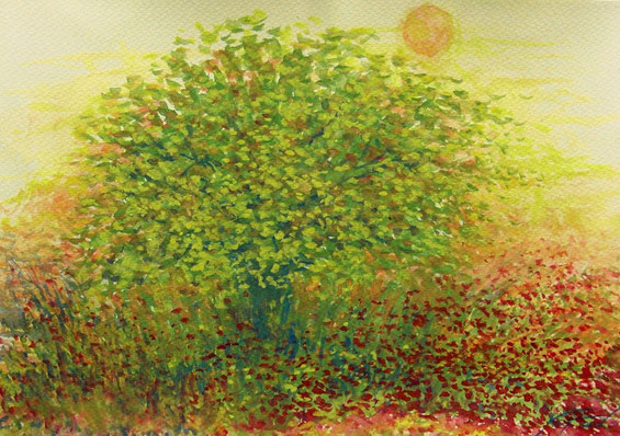 Entre la maleza - 46 x 32,5 cm  acuarela