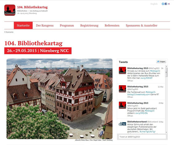 Screenshot der Website des 104. Bibliothekartags in Nürnberg