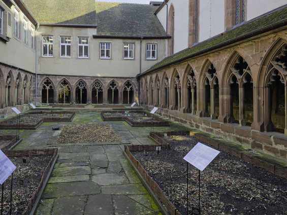 Bild: Kreuzgang in dem ehemaligen Franziskanerkloster mit Fresken in Saverne