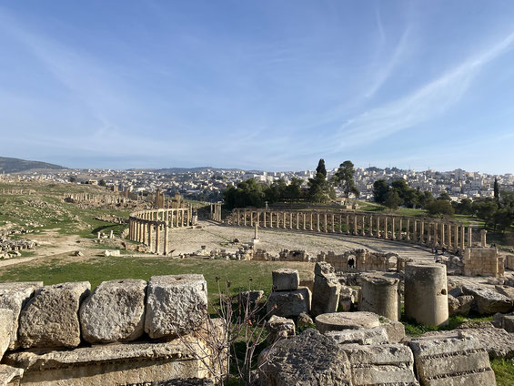 rovine e colonne greco romane dell'antica città di Gerasa