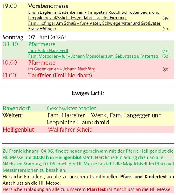 Gottesdienstordnung Weiten Seite 2