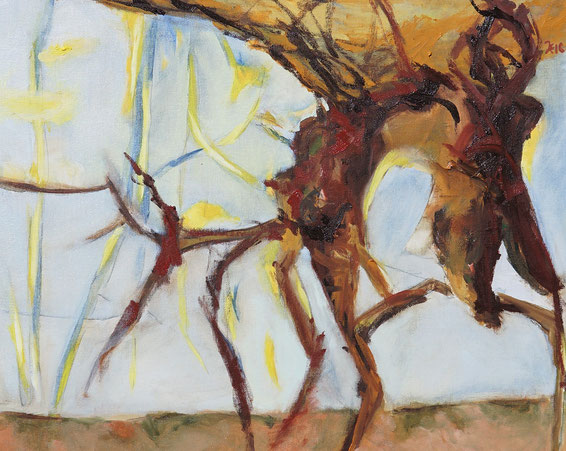 Am Wasser, 46 x 38 cm, Öl auf Leinen Malpappe