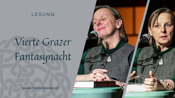 Autorin Marion Wiesler mit Mikrofon