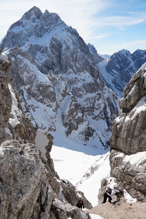 Die letzten Meter zur Forcella Sagherza werden zu Fuß zurück gelegt