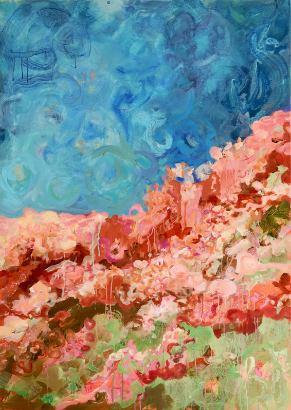 Falaise fleurie, 2017 Acryl auf Leinwand 100x140
