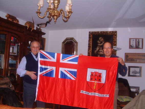 Federico Barbaranelli with his son and FEDERICA's Gibraltar flag