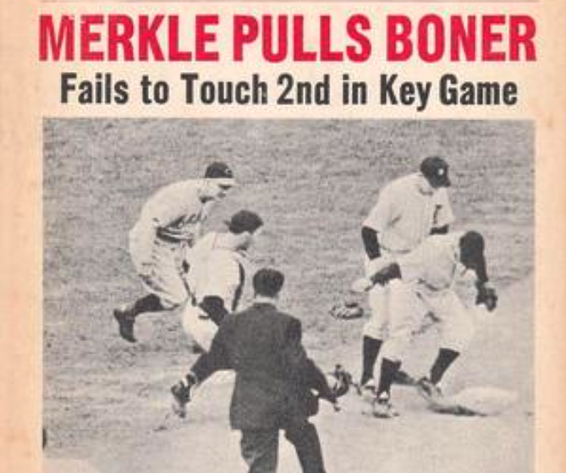 Il gioco d'appello su Merkle "Bonehead" nella partita tra Pirates e Cubs del 1908