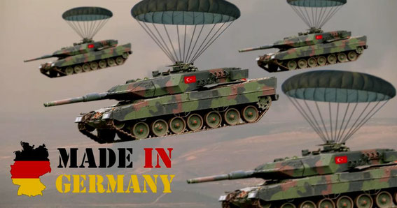 15 years ago, the german government approved the sale of tanks to Turkey. Today, people in Kurdistan and Syria are displaced and murdered with these tanks. To stand for peace means to fight arms exports!