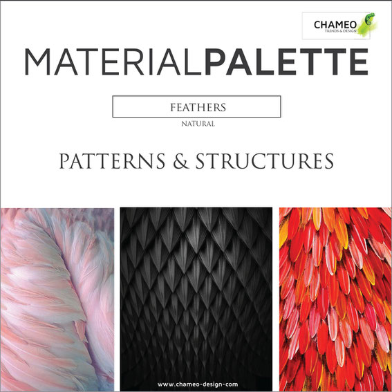 Chameo design Material palette CMF color material design pattern & structures feathers