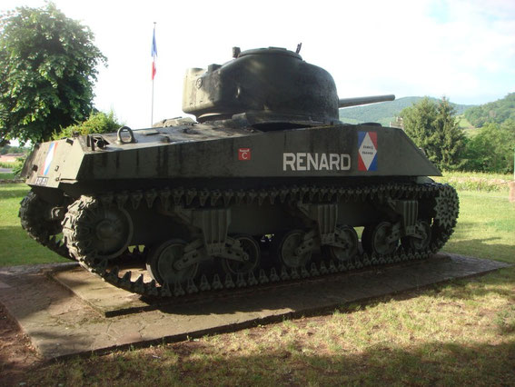 M4 "Renard" of Group Bourgin, 1st Regiment de Chasseurs d'Afrique, Combat Command 5, 5th French Armored Division- Tank Commander was Henri Barbanton with his crew of Auguste Proux, Léon Degres, Chaillet and André Soubeyran