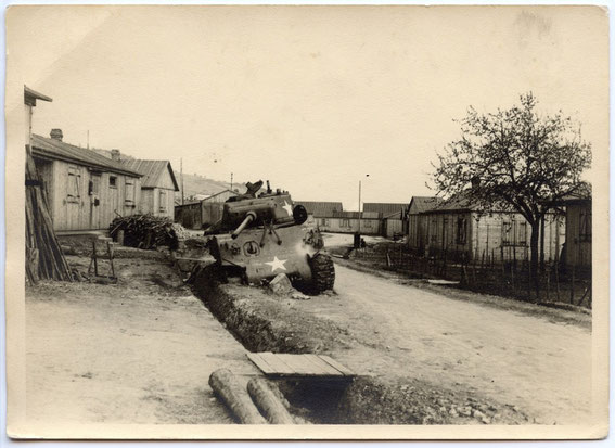 The same knocked out US M4 Sherman of the 756th Tank Battalion seen 1946