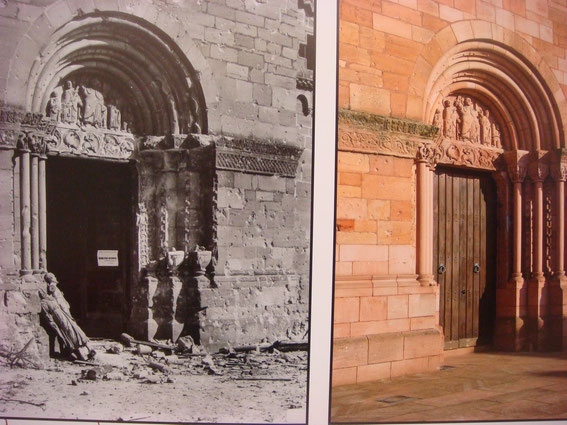 The door after the Battle and today 2015. (Photo courtesy Aimé Haubtmann and Société d'Histoire de Sigolsheim)