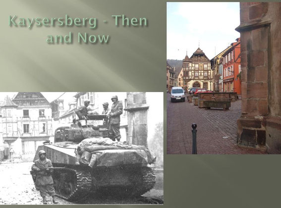 Allied Sherman tank of the 1st French RCA ((Régiment de Chasseurs d’Afrique) in Kaysersberg, December 18, 1944