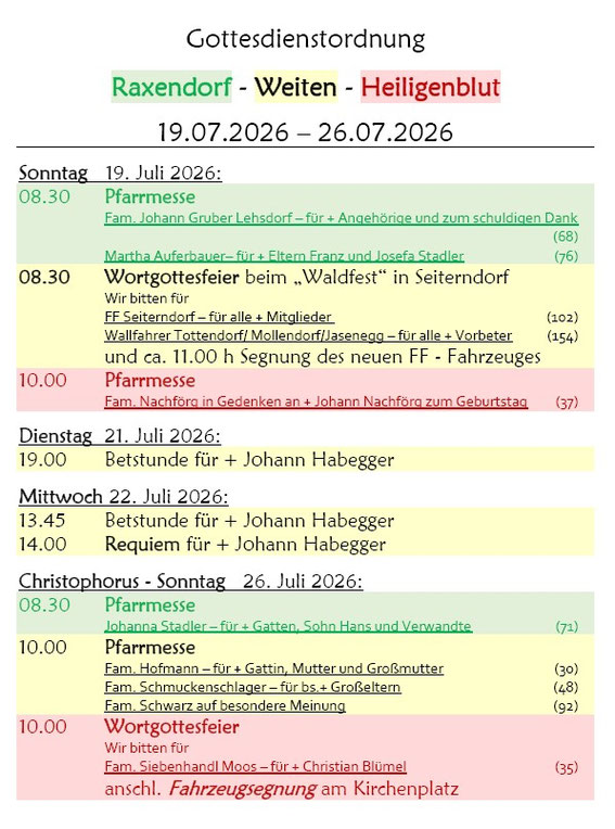 Gottesdienstordnung Weiten Seite 1