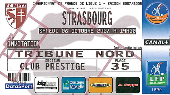 6 oct. 2007: FC Metz - RC Strasbourg - 10ème journée - Championnat de France (1/2 - 15.140 spect.)