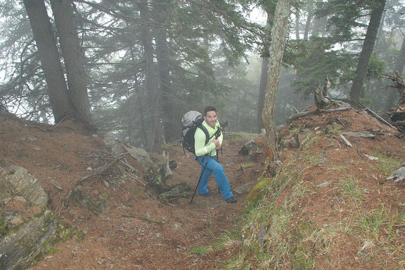 Noch im Nebel beim Aufsteig am Gugganigriegel