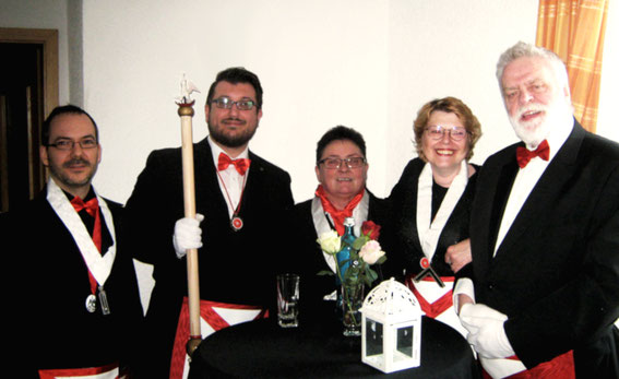 Mitglieder der Loge "Glück auf!" i. O. Lüdenscheid, rechts Br. H.-J.  Naber, Großmeister des SGOvD