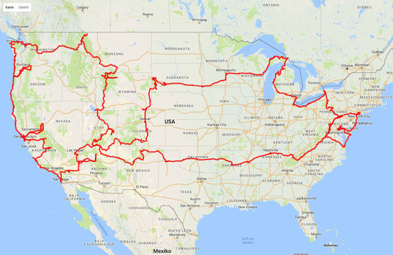 Unsere Route durch die USA, 30.000 Km