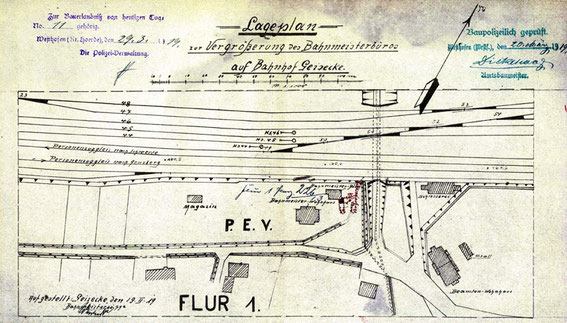 Lageplan des Bahnmeisterbüros.