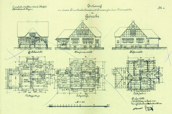 Plan des Bahnmeisterhauses (wurde noch geändert).
