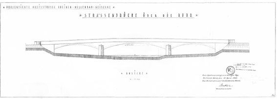 Die Bauzeichnung der Ruhrbrücke von 1928