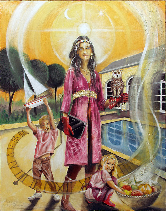 Wandbild Die Herrscherin Sakis-Tarot, Original Gemälde von Jopie gemalt, Leinwandbild, Kunstdruck, Poster