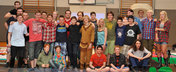 The Cologne Domino Team after the Falldown of CDT 2013 (with two special guests on the left bottom side)