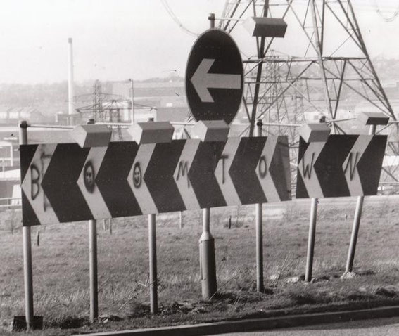 Boomtown: The Whitebirk roundabout sign at Blackburn.