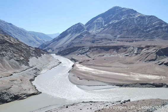 Confluence of Zanskar and Indus rivers at Nyemo