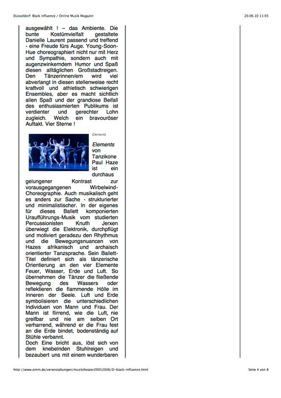 Artikel zur Ballettmusik an der Deutschen Oper am Rhein