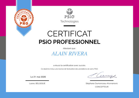 Certificat officiel PSIO Professionnel délivré par PSIO Technologies