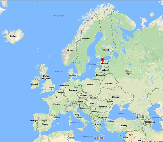 Map of Europe showing present day Estonia