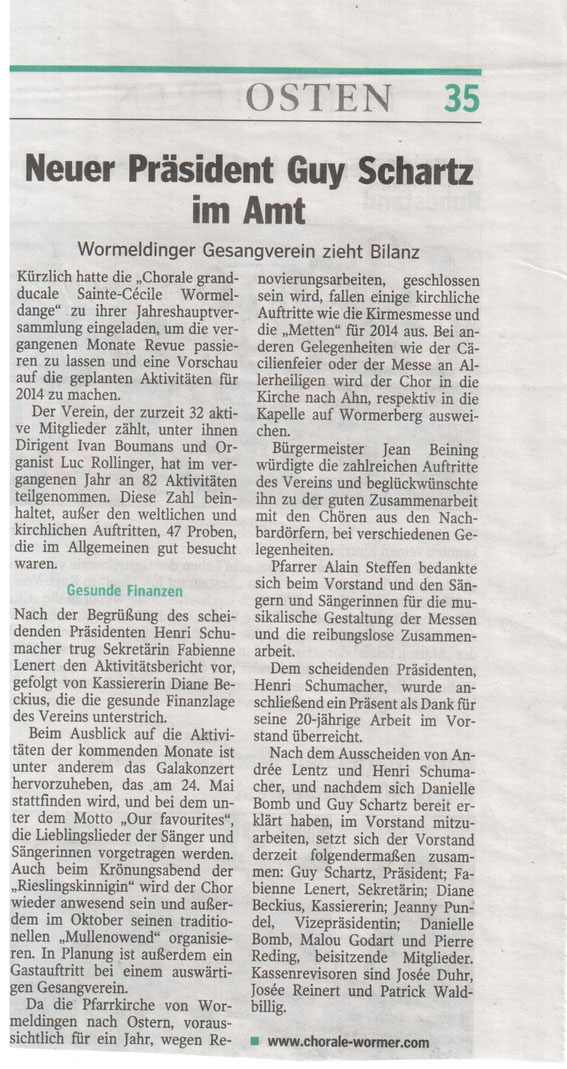 Artikel am "Luxemburger Wort" vum 27/03/2014