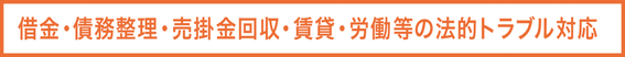 借金・債務整理・売掛金回収・賃貸・労働等の法的トラブル対応
