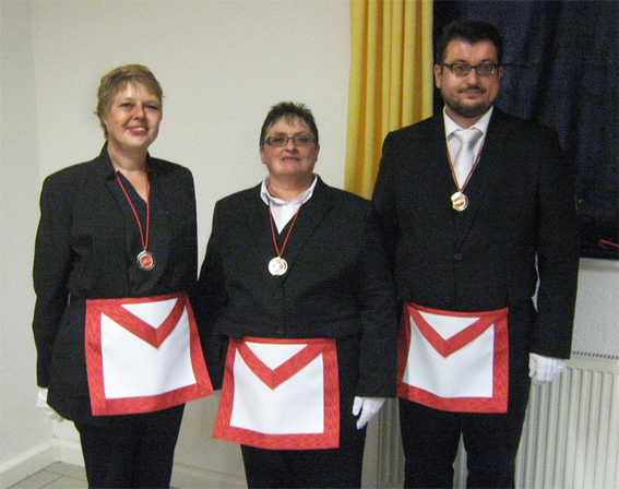 Drei neue Meister für die Loge "Glück auf!" i. O. Lüdenscheid - Anja Schmitz, Sabine Palm und Jens Sellenthin