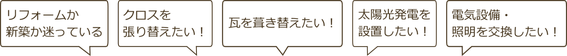 大工と造る家「山千造建」施工の流れ(リフォーム)お悩み 新築かリフォームか、クロス、瓦の葺き替え、太陽光発電、電気設備、照明など