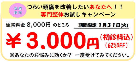 ツライ頭痛を笑顔に変えます、あなたへの応援キャンペーン
