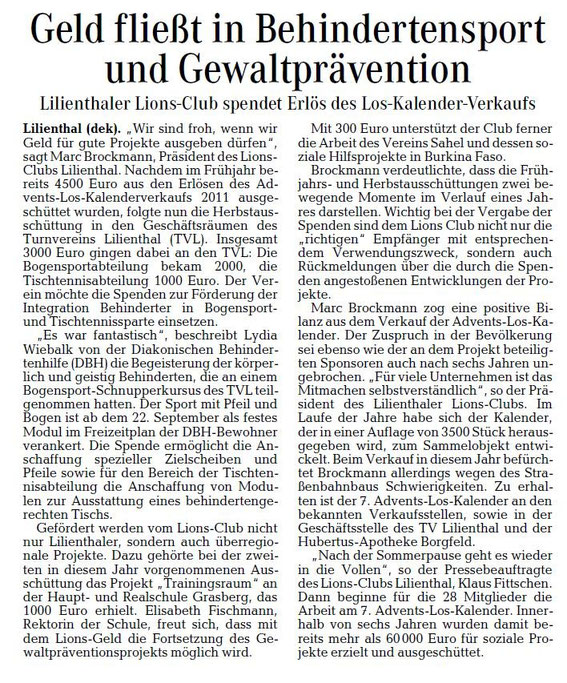 Der Förderverein des Lionsclub Lilienthal freut sich mit den Empfängern über den finanziellen Startschuss für zahlreiche Projekte.