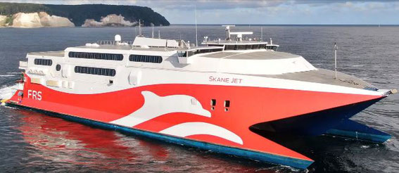 Schweden Fähre 2025 Sassnitz Trelleborg Katamaran günstig buchen Skane Jet FRS Baltic Preise Reiseklasse Bord Restaurant Infos