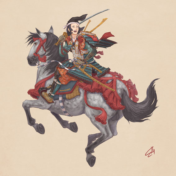 【真作】掛軸　武神図　弓矢を携える武将　精緻な墨画　威厳ある武人図　R55 File:武甕槌神 Takemikazuchi by Hokusai 絵本武者部類.jpg