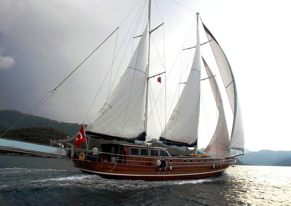 A gulet under sails