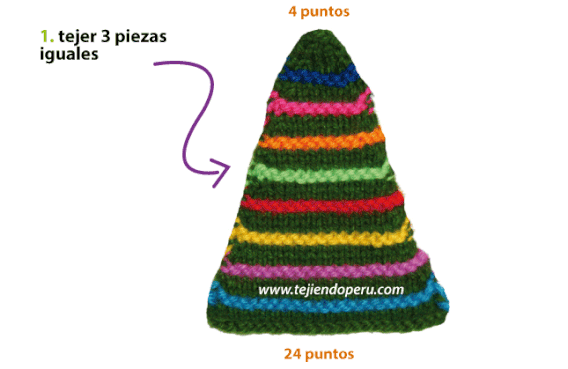 árbol de Navidad tejido en palitos - knitted peruvian Christmas tree tutorial