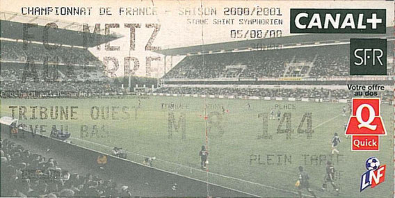 5 août 2000: FC Metz - AJ Auxerre - 2ème Journée - Championnat de France (1/2 - 18.134 spect.)