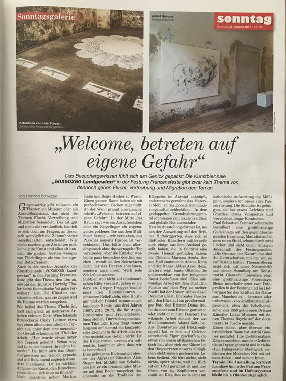 Zeitungsartikel "Tageszeitung" Juni/Juli 2017