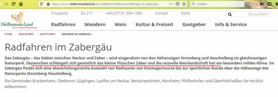 "... eingrahmt von den Höhenzügen ... Dazwischen schlängelt sich gemütlich das kleine Flüsschen Zaber..."
