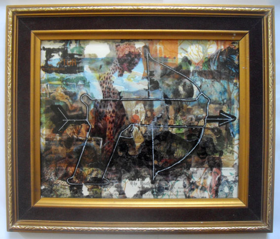Techniques mixtes & transferts d'images sur verre, 37X32cm, 2014